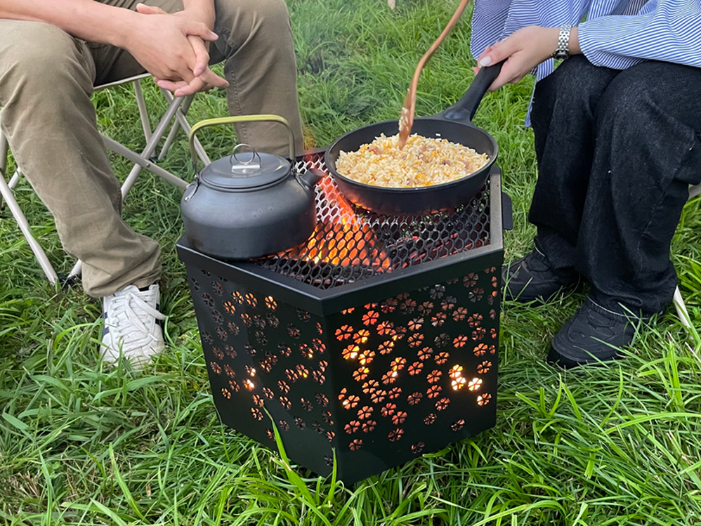 【 和柄6面焚火台 】 焚き火台&横長天板&収納袋セット