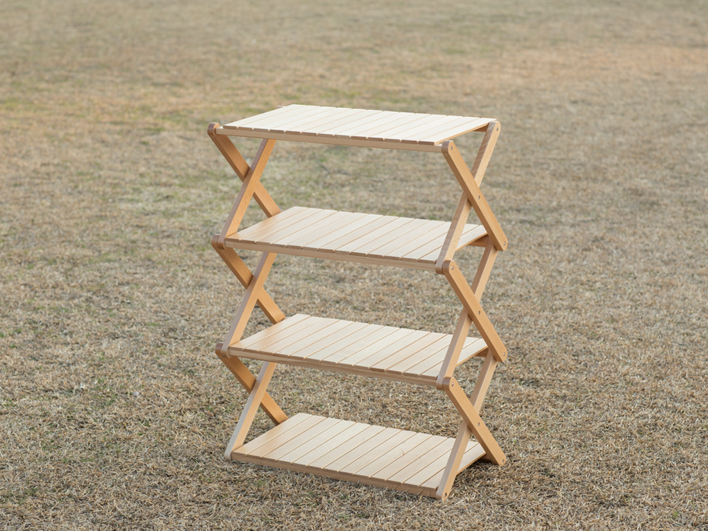 【Woodi Folding Rack】折り畳み木製4段ラック