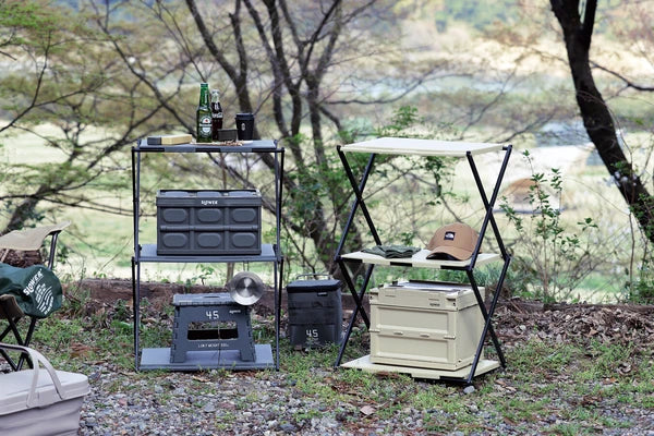 FOLDING TABLE RACK Conrod / テーブルと3段ラックに組み立て可能