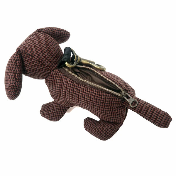 千鳥格子ドッグアイコンポーチ / Houndstooth Dog Icon Pouch