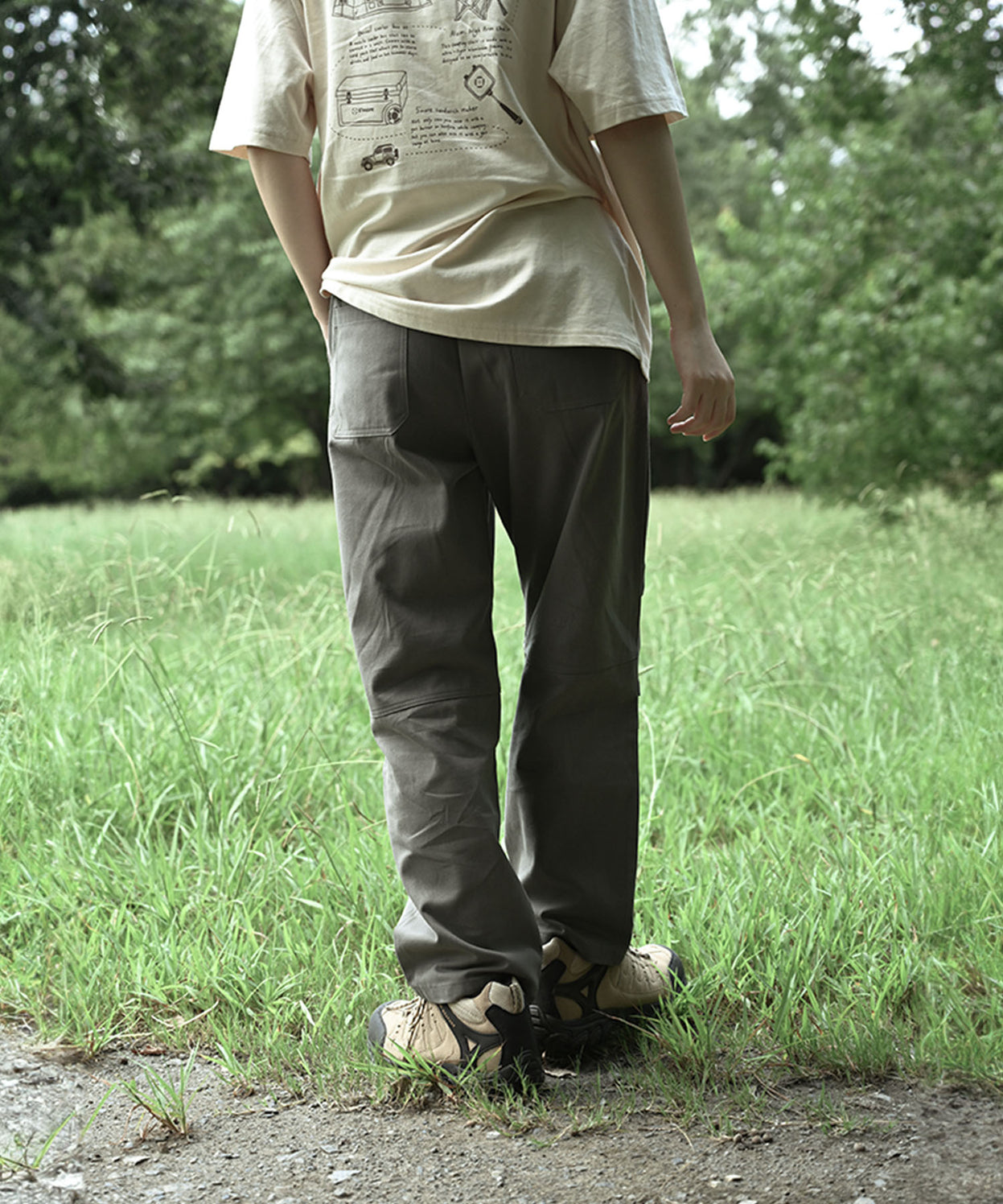 Knee tuck cotton pants