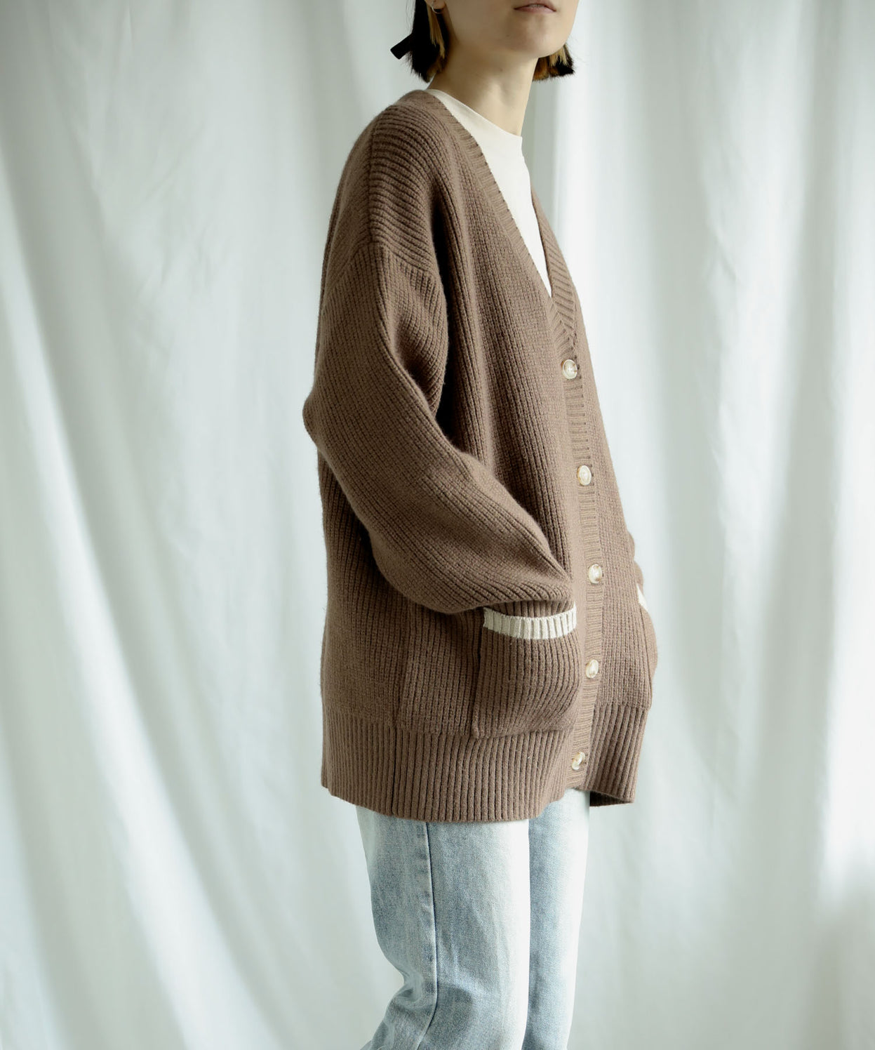Bicolor knit cardigan