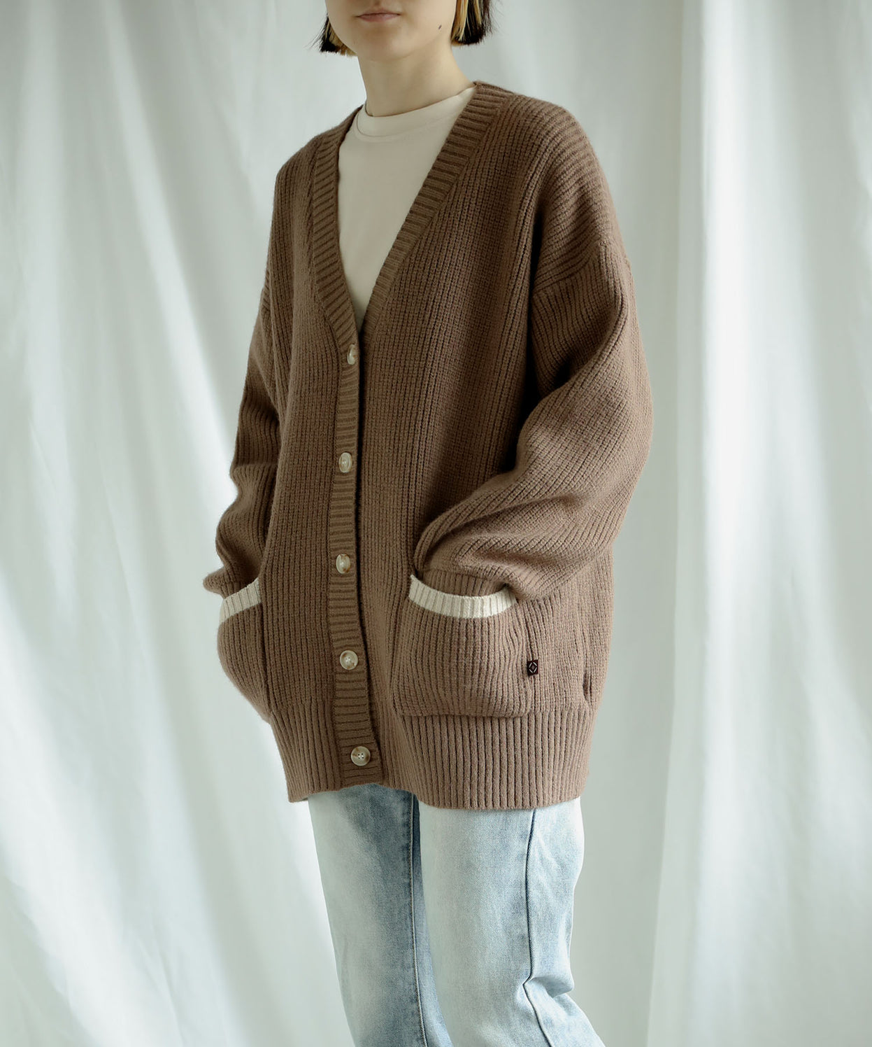 Bicolor knit cardigan