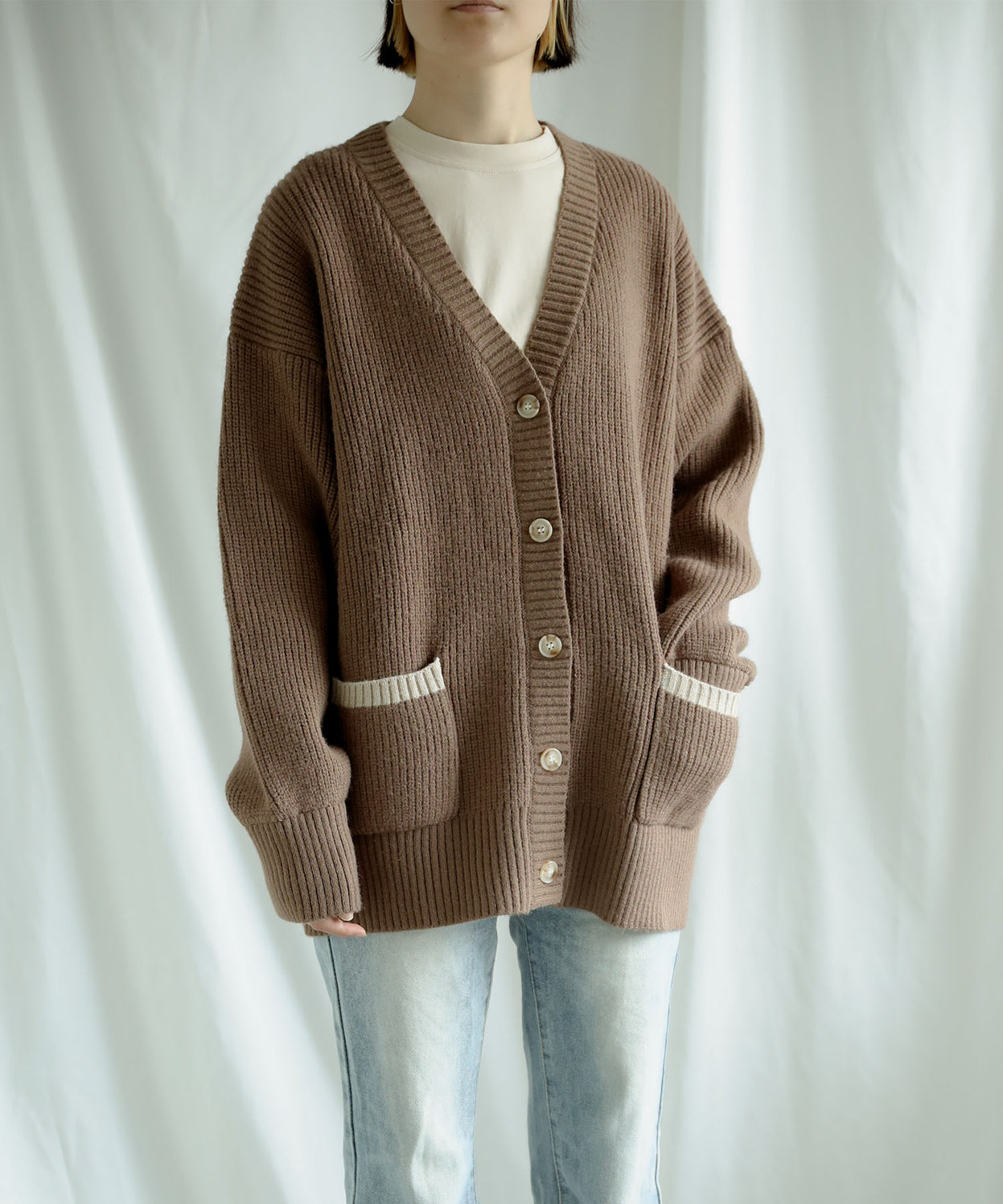 Bicolor knit cardigan