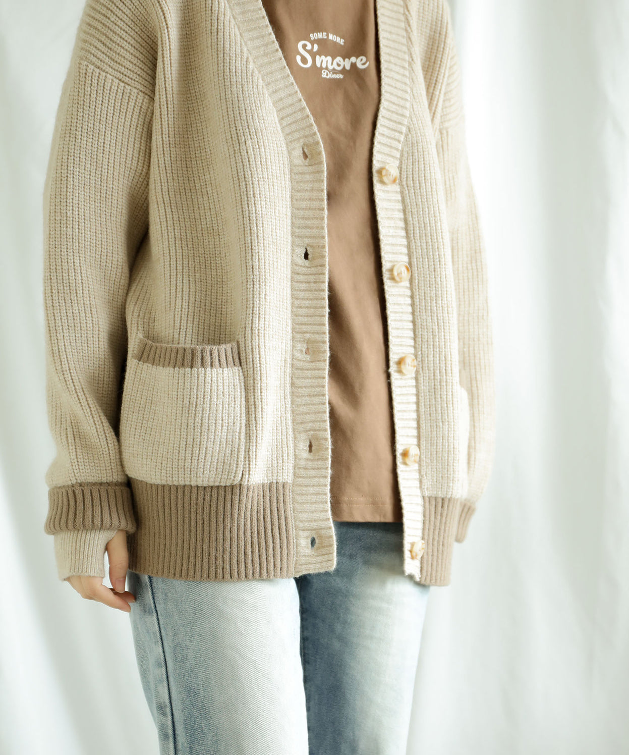 Bicolor knit cardigan