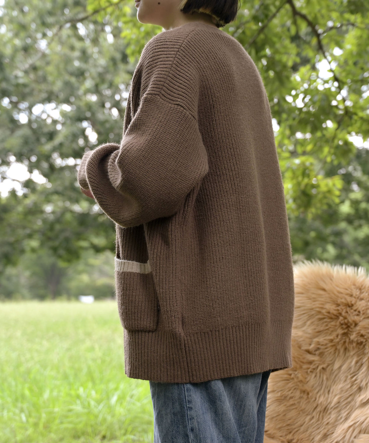 Bicolor knit cardigan