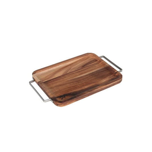 ACACIA TRAY WITH METAL HANDLE RECTANGLE / アカシア トレイ ウィズ メタル ハンドル レクタングル