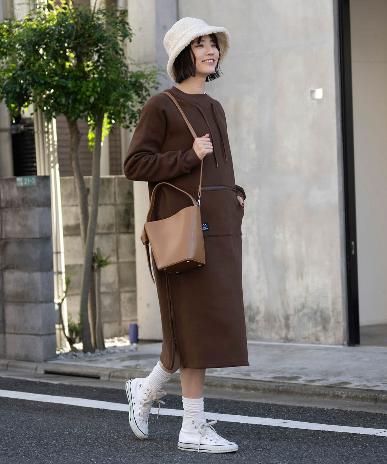 Double pocket sweatshirt dress 裏起毛スウェットワンピース