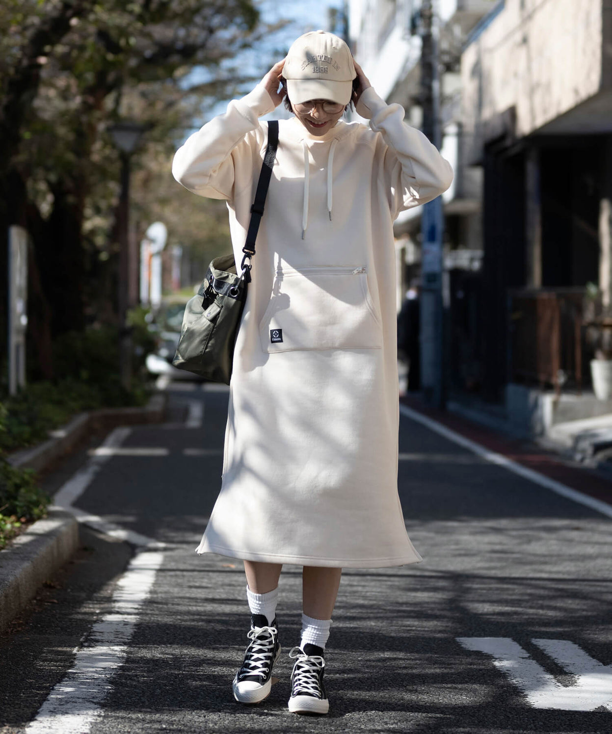 Double pocket sweatshirt dress 裏起毛スウェットワンピース