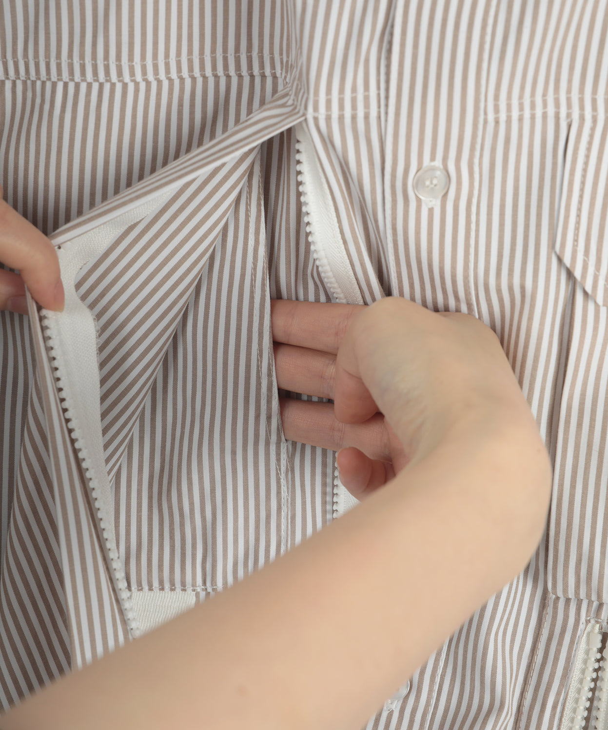 Stripe pocket l/s shirt