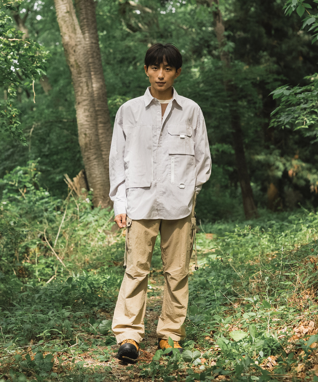 Stripe pocket l/s shirt