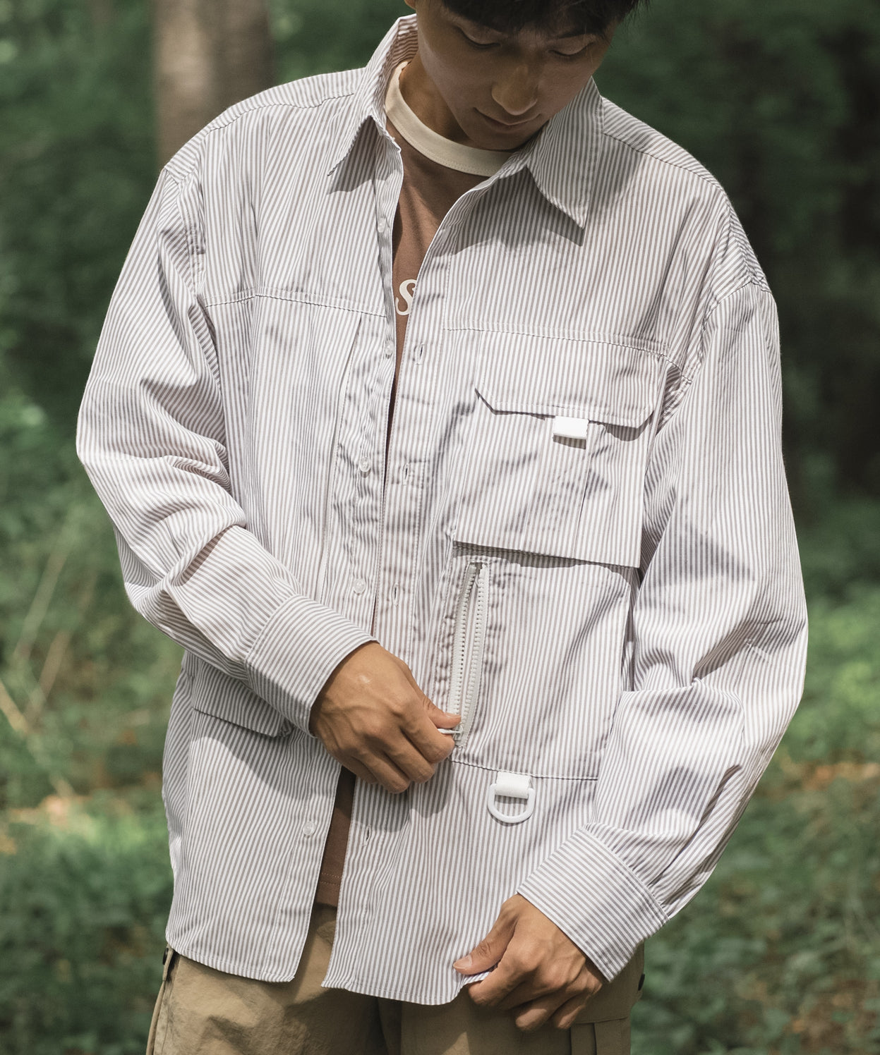 Stripe pocket l/s shirt