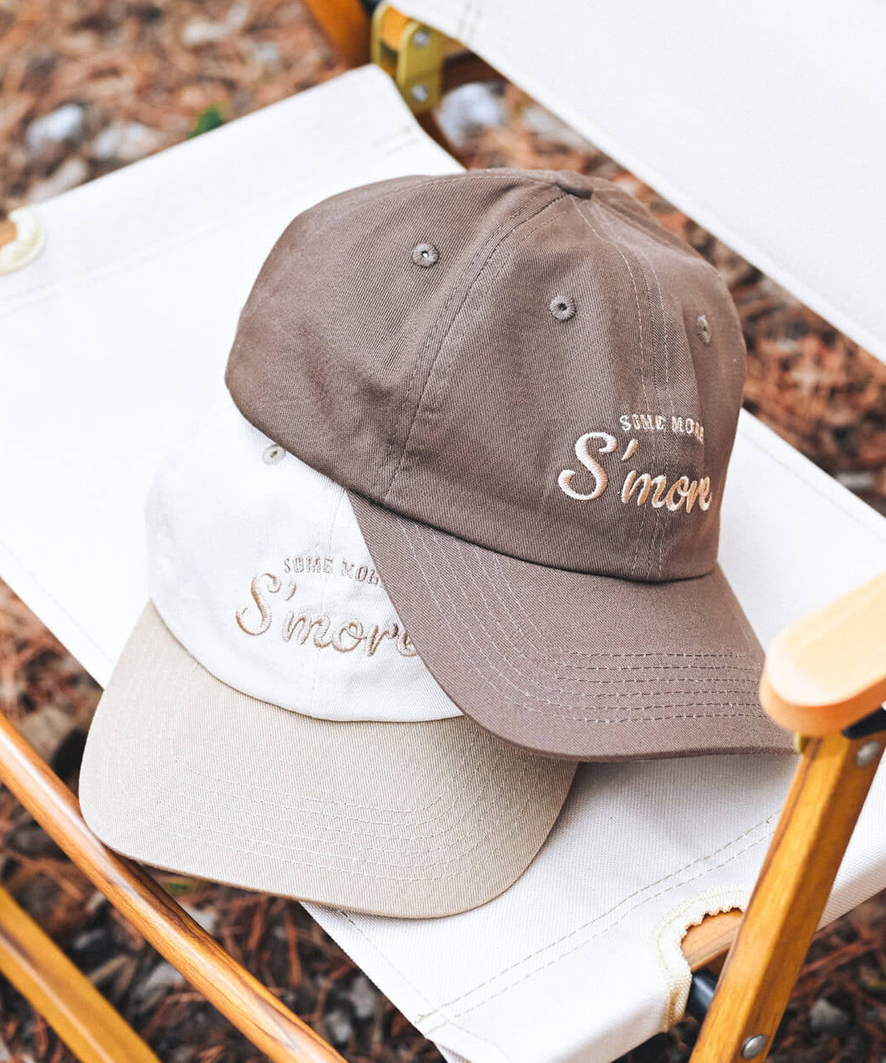 S'more crew cap 刺繍ロゴ綿100%キャップ