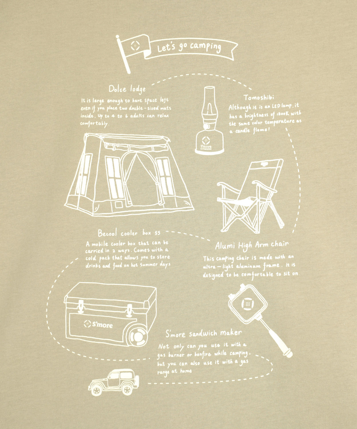 COTTON T SHIRTS - S'more gear illustration