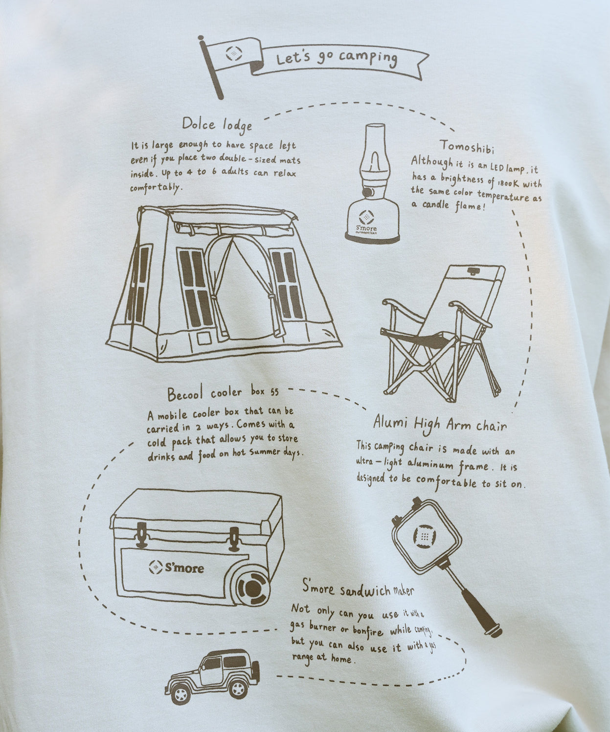 COTTON T SHIRTS - S'more gear illustration