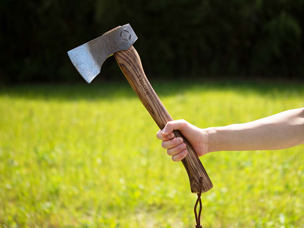 【 スモアのオノ（大、中、小）】牛革カバー付き斧 おの