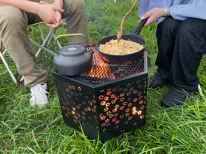 【 和柄6面焚火台 】 焚き火台＆横長天板＆収納袋セット