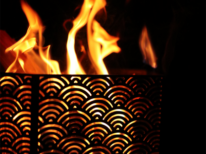 【 和柄6面焚火台 】 焚き火台＆横長天板＆収納袋セット