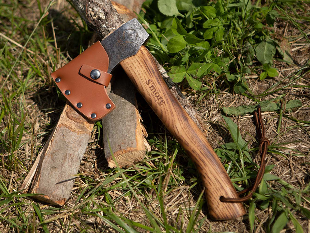 【 スモアのオノ（大、中、小）】牛革カバー付き斧 おの