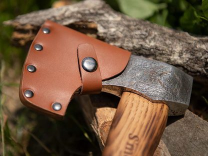 【 スモアのオノ（大、中、小）】牛革カバー付き斧 おの