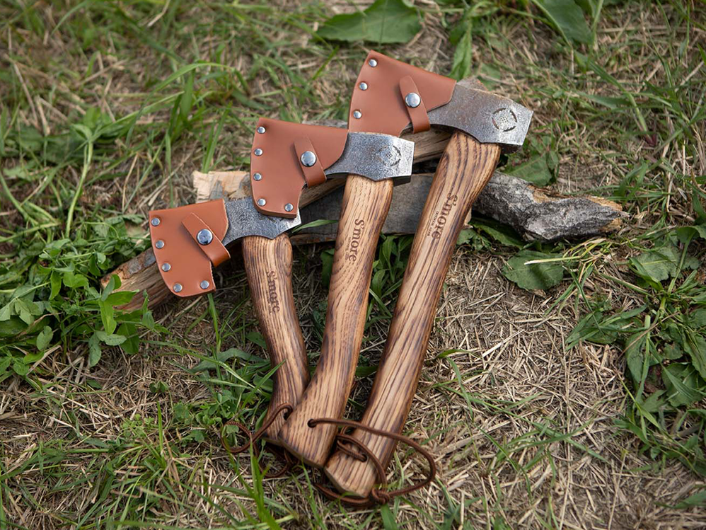 【 スモアのオノ（大、中、小）】牛革カバー付き斧 おの