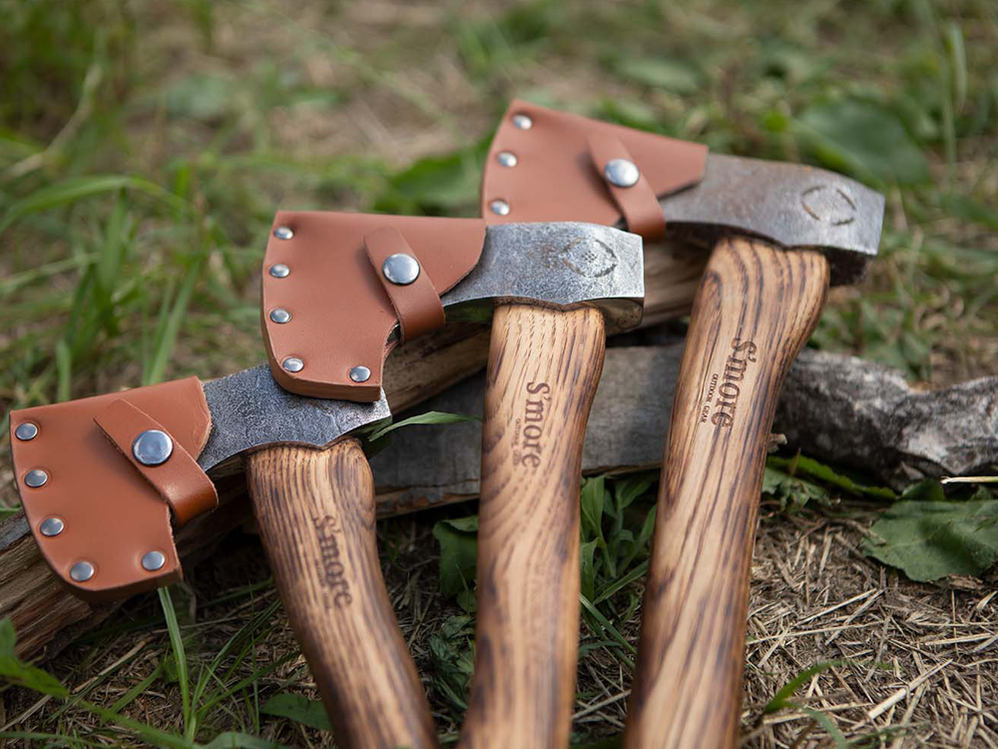 【 スモアのオノ（大、中、小）】牛革カバー付き斧 おの