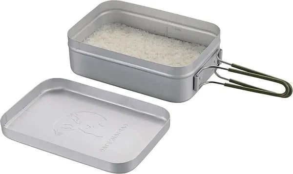 目盛付き オールアルマイト加工  アルミ角型クッカー L  2合炊き / Rect. Aluminum Cooker