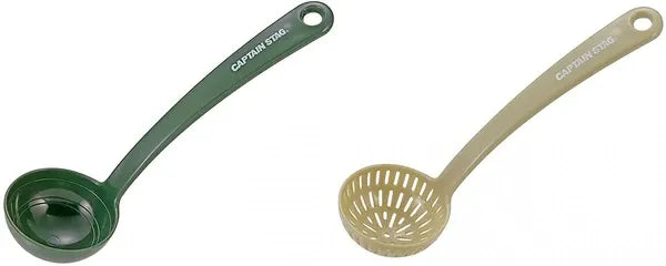 ミニ計量オ玉･ミニ穴アキオ玉セット（オリーブ×ベージュ） / Mini Scaler Ladle & Mini Perforated Ladle(Olive x Beige)