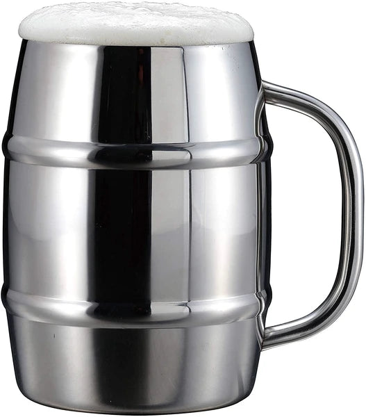 ダブルステンレス樽型ビアジョッキ1000 / Double Stainless Barrel Shape Beer Mug