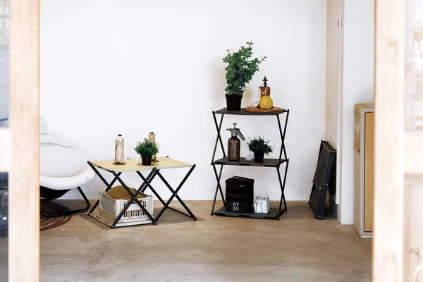 FOLDING TABLE RACK Conrod / テーブルと3段ラックに組み立て可能
