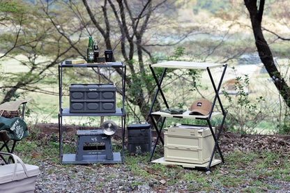 FOLDING TABLE RACK Conrod / テーブルと3段ラックに組み立て可能