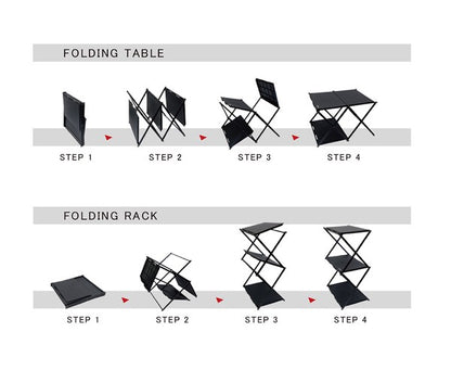 FOLDING TABLE RACK Conrod / テーブルと3段ラックに組み立て可能