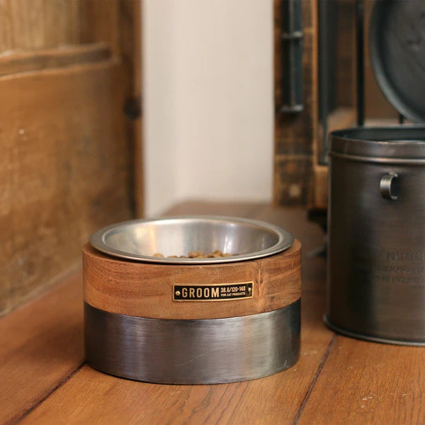 ウッド アンド アイアンフィーディングボウル / Wood & Iron Feeding Bowl