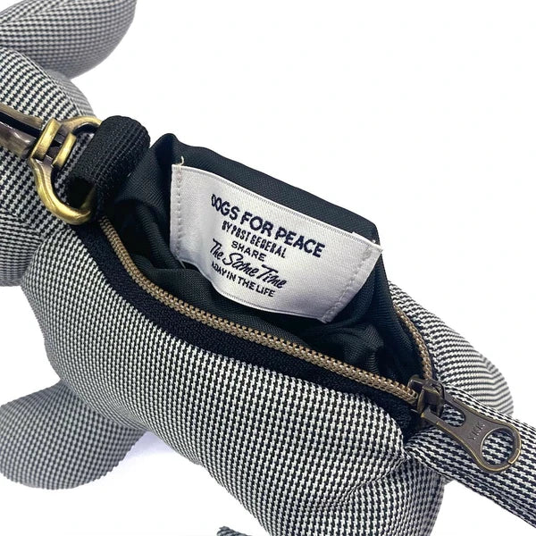 千鳥格子ドッグアイコンポーチ / Houndstooth Dog Icon Pouch