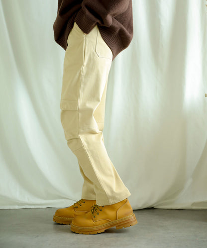 Knee tuck cotton pants