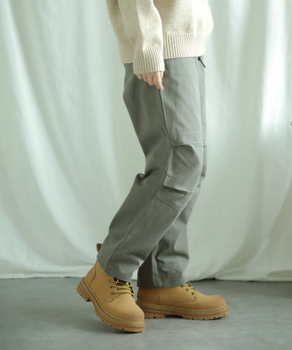 Knee tuck cotton pants