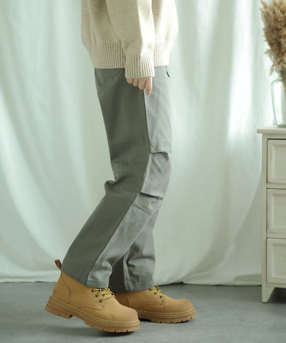 Knee tuck cotton pants