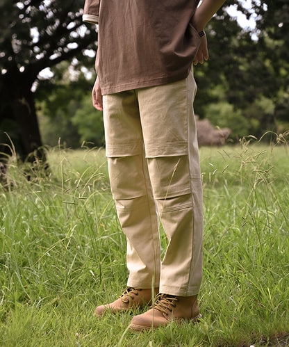 Knee tuck cotton pants