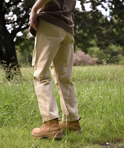 Knee tuck cotton pants