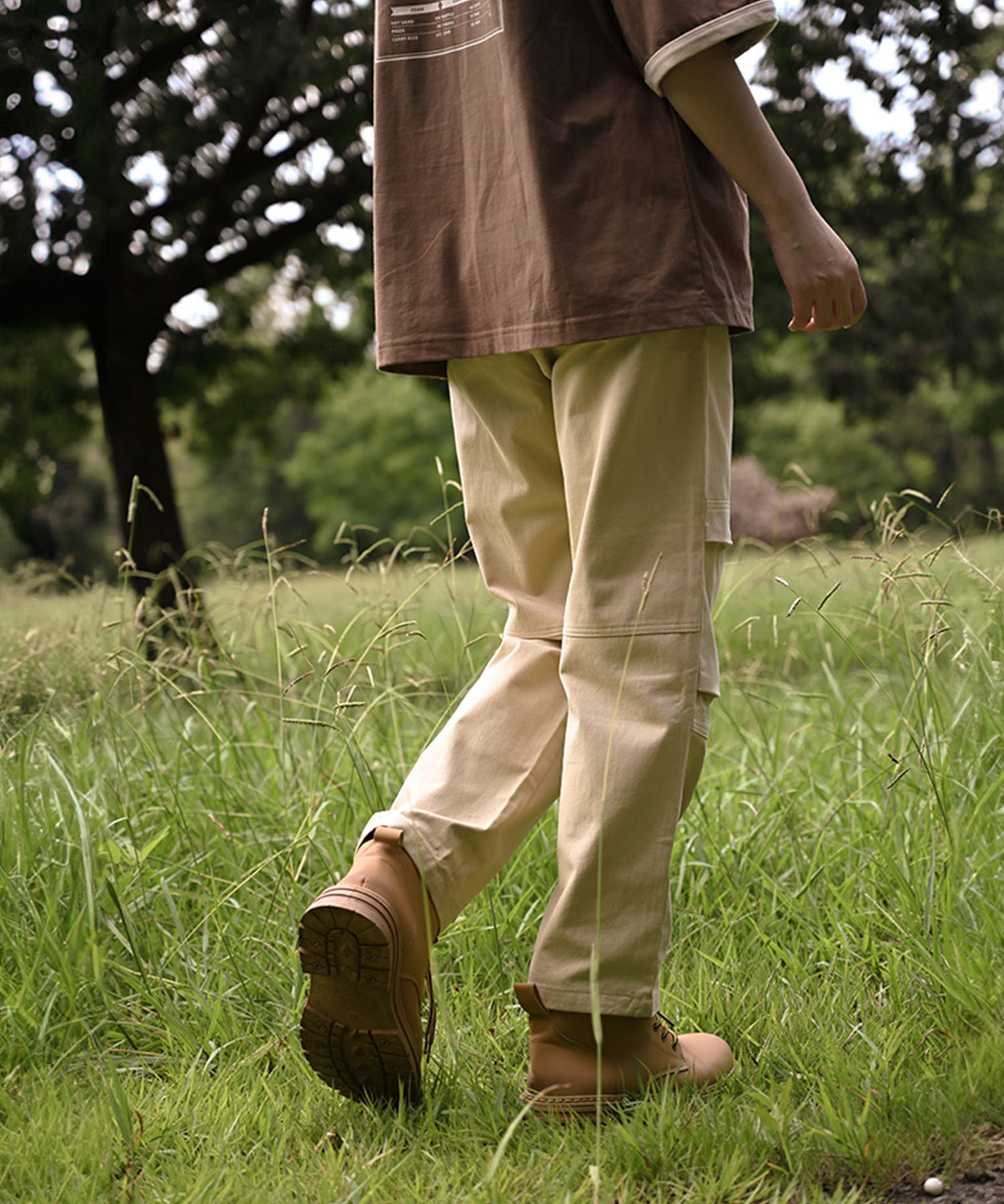 Knee tuck cotton pants