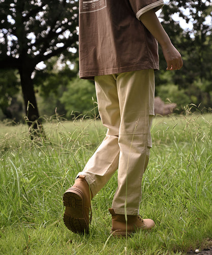 Knee tuck cotton pants