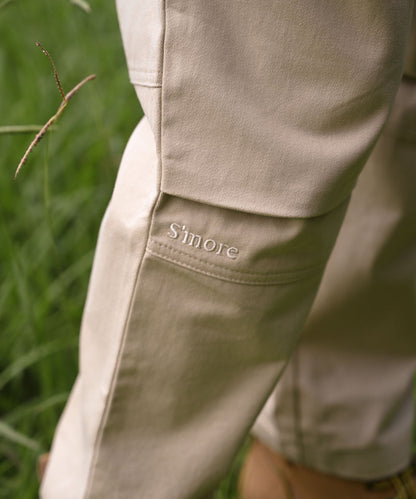 Knee tuck cotton pants