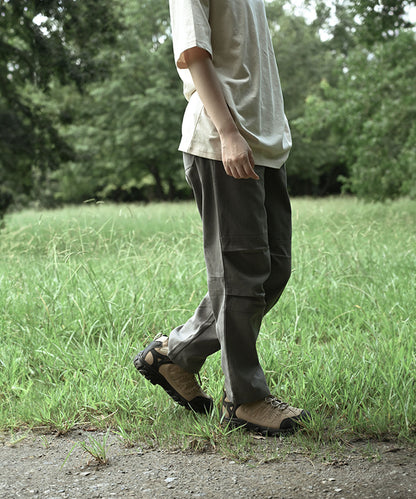 Knee tuck cotton pants