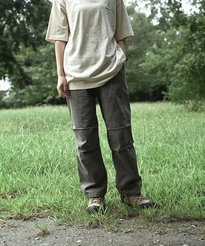 Knee tuck cotton pants