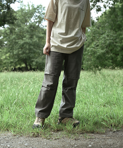 Knee tuck cotton pants