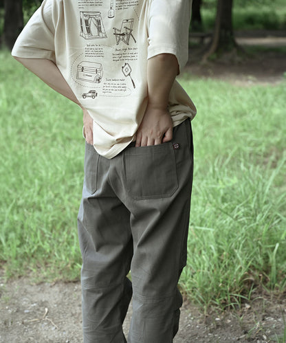 Knee tuck cotton pants