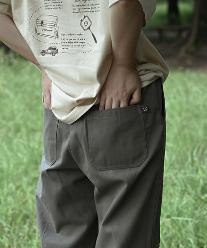 Knee tuck cotton pants