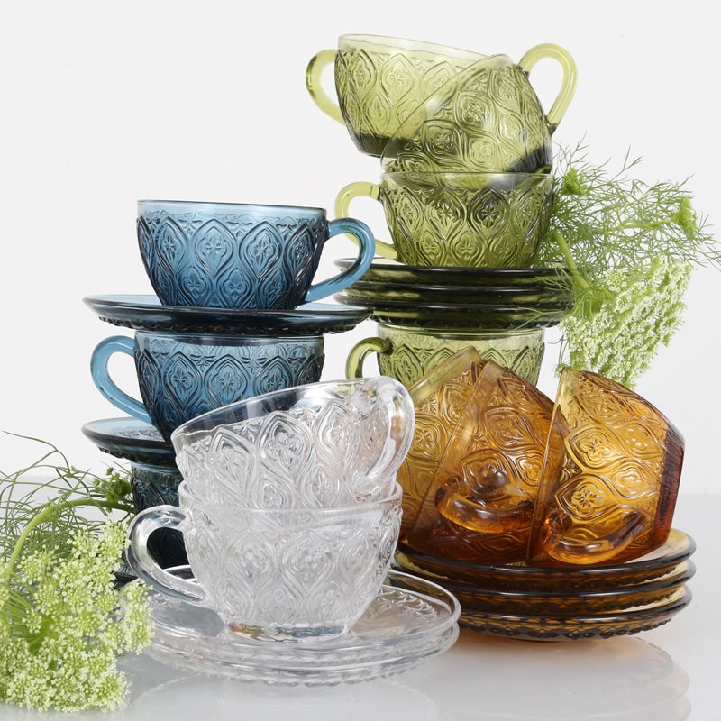 GLASS CUP & SAUCER "FIORE" / ガラス カップ & ソーサー "フィオーレ"