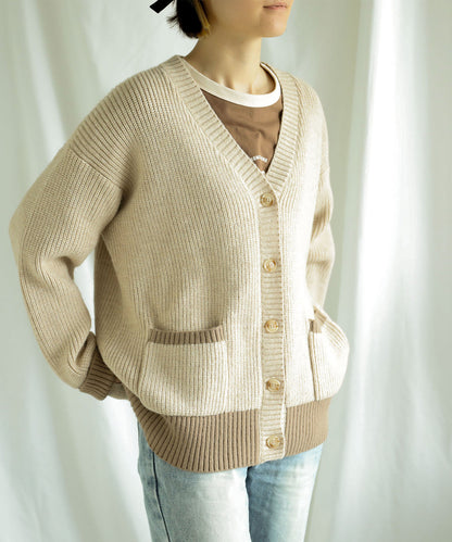 Bicolor knit cardigan