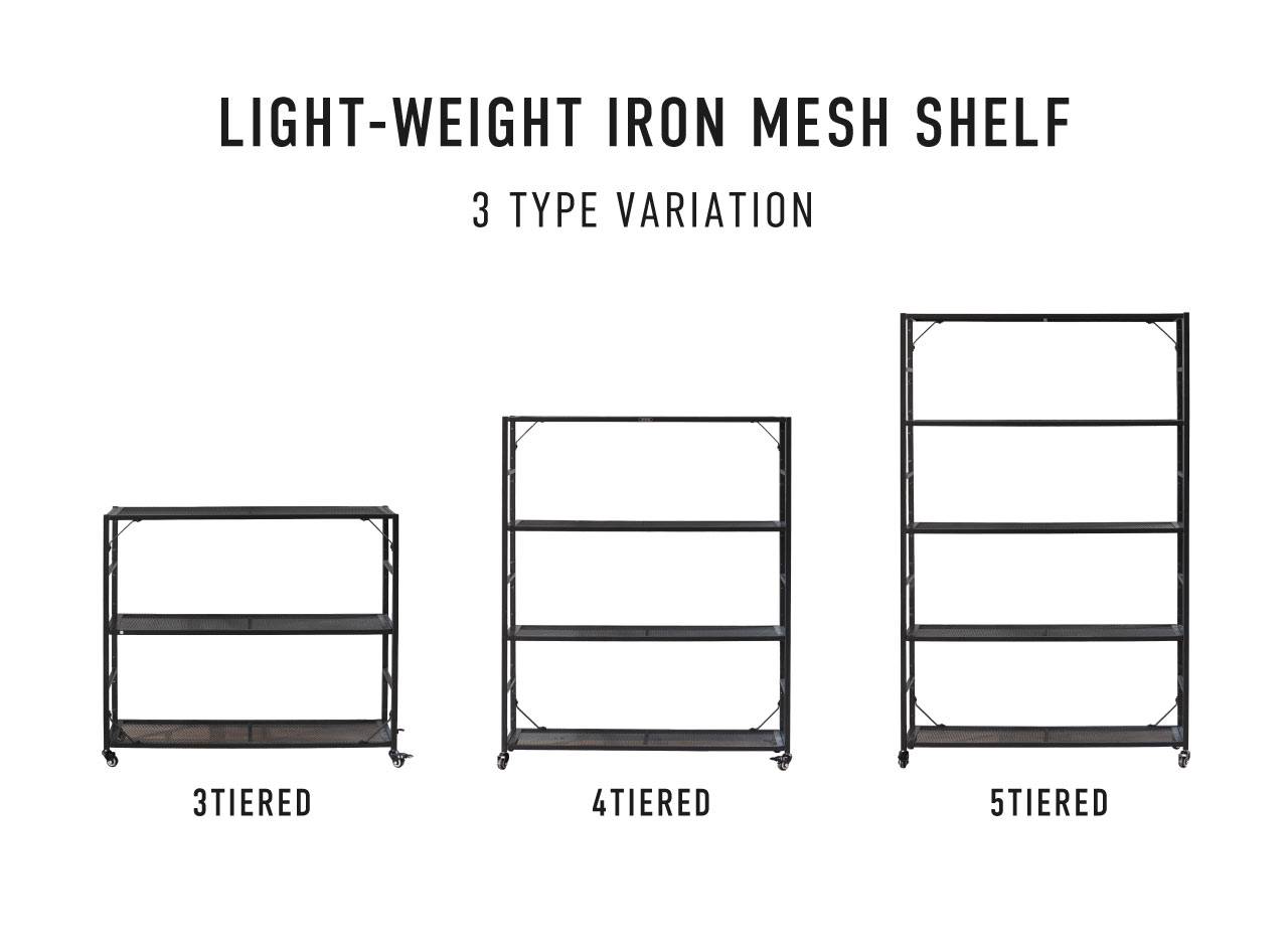 LIGHT-WEIGHT IRON MESH SHELF / ライトウェイトアイアンメッシュシェルフ 4TIERED